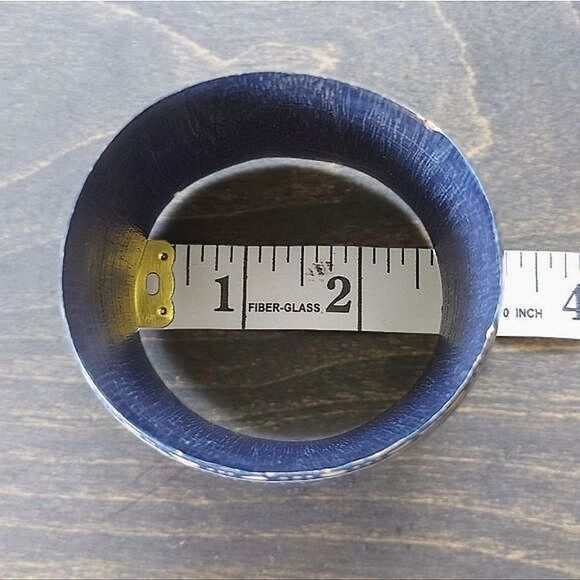 Vtg blue floral painted wooden wide bangle - Picture 6 of 10